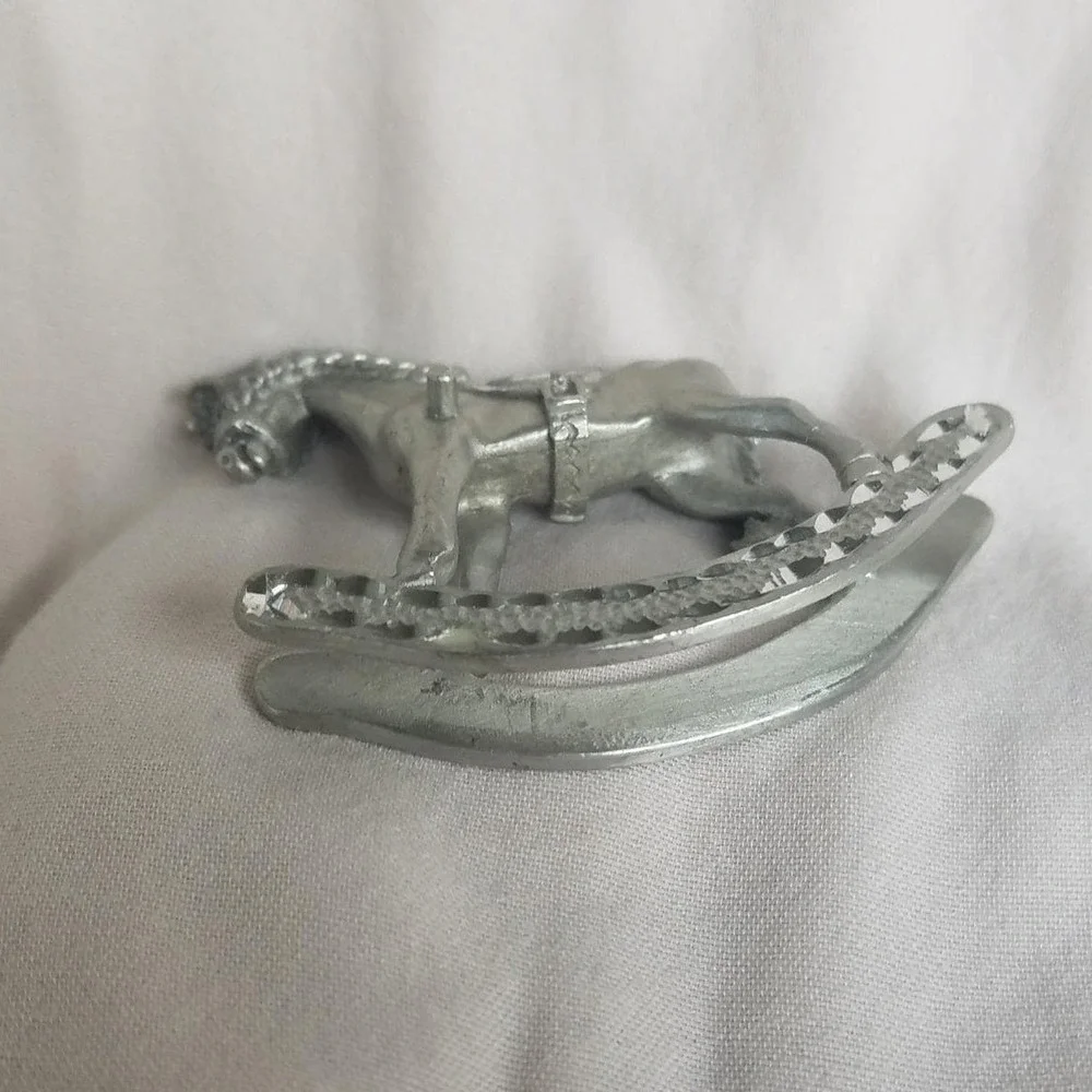 Miniature pewter Spontiques, Rocking horse,‎ Ornament, Doll house, horse lover